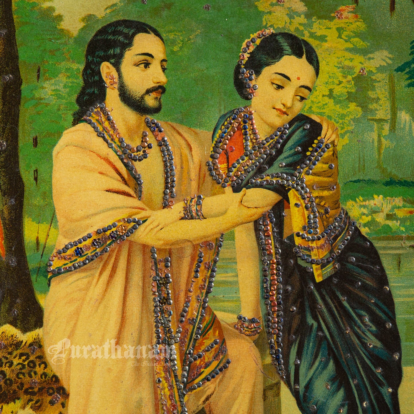 Arjun Subhadra by Ravi Varma - Oleograph Print