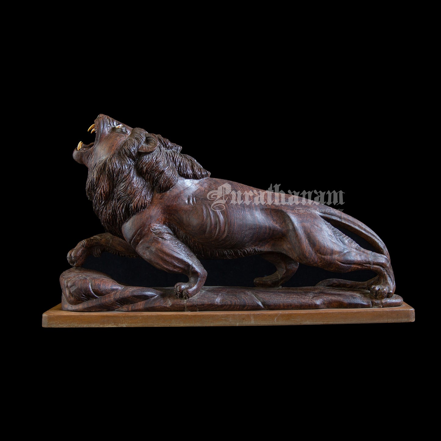 Lion Wooden Sculpture- Rose wood (made of single block)