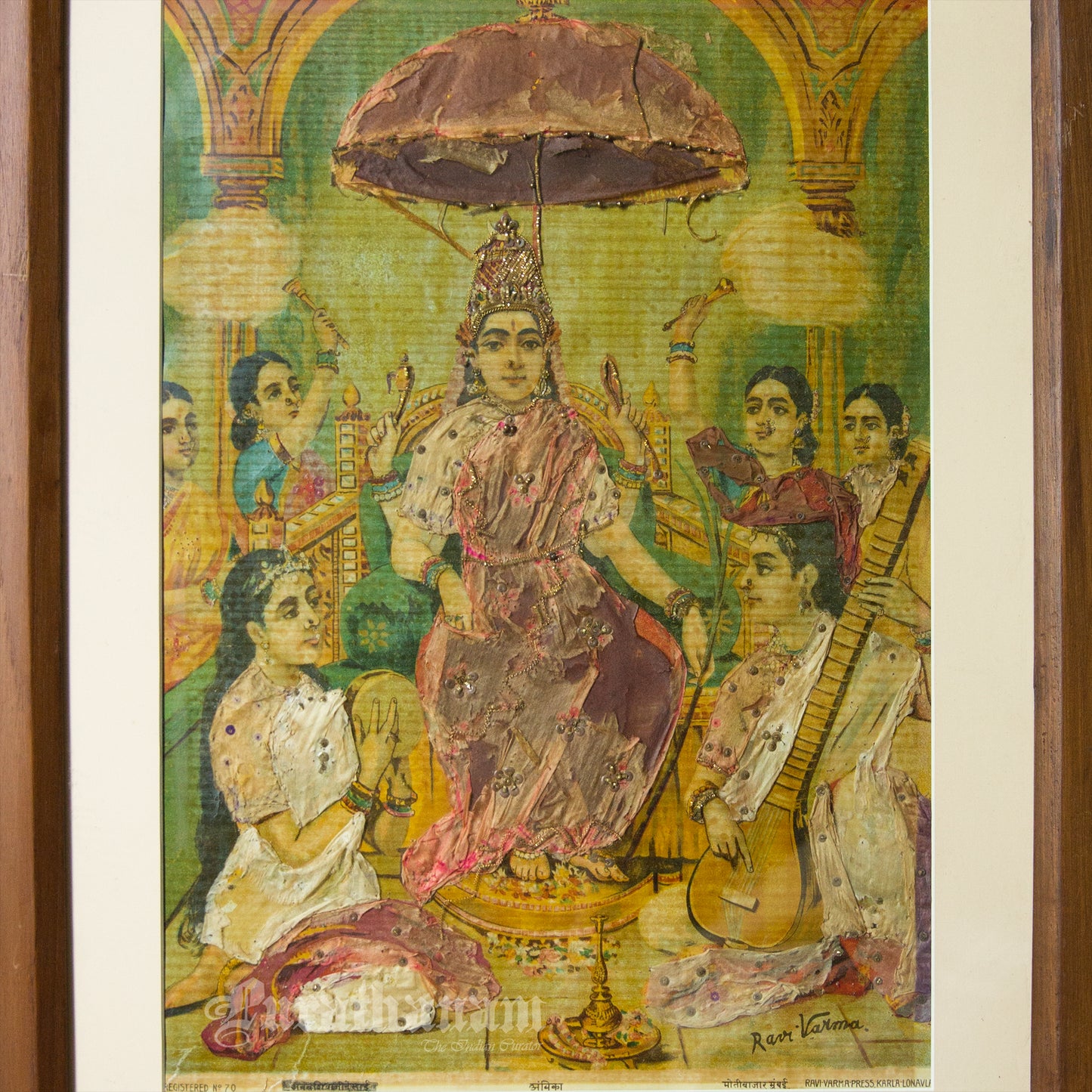 Ambika by Ravi Varma - Embellished (Oleograph Print)