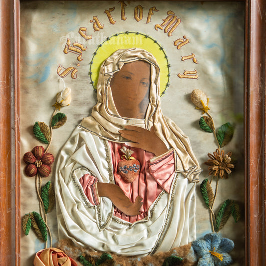 Mother Mary - Chromolithograph Print Embellished, London
