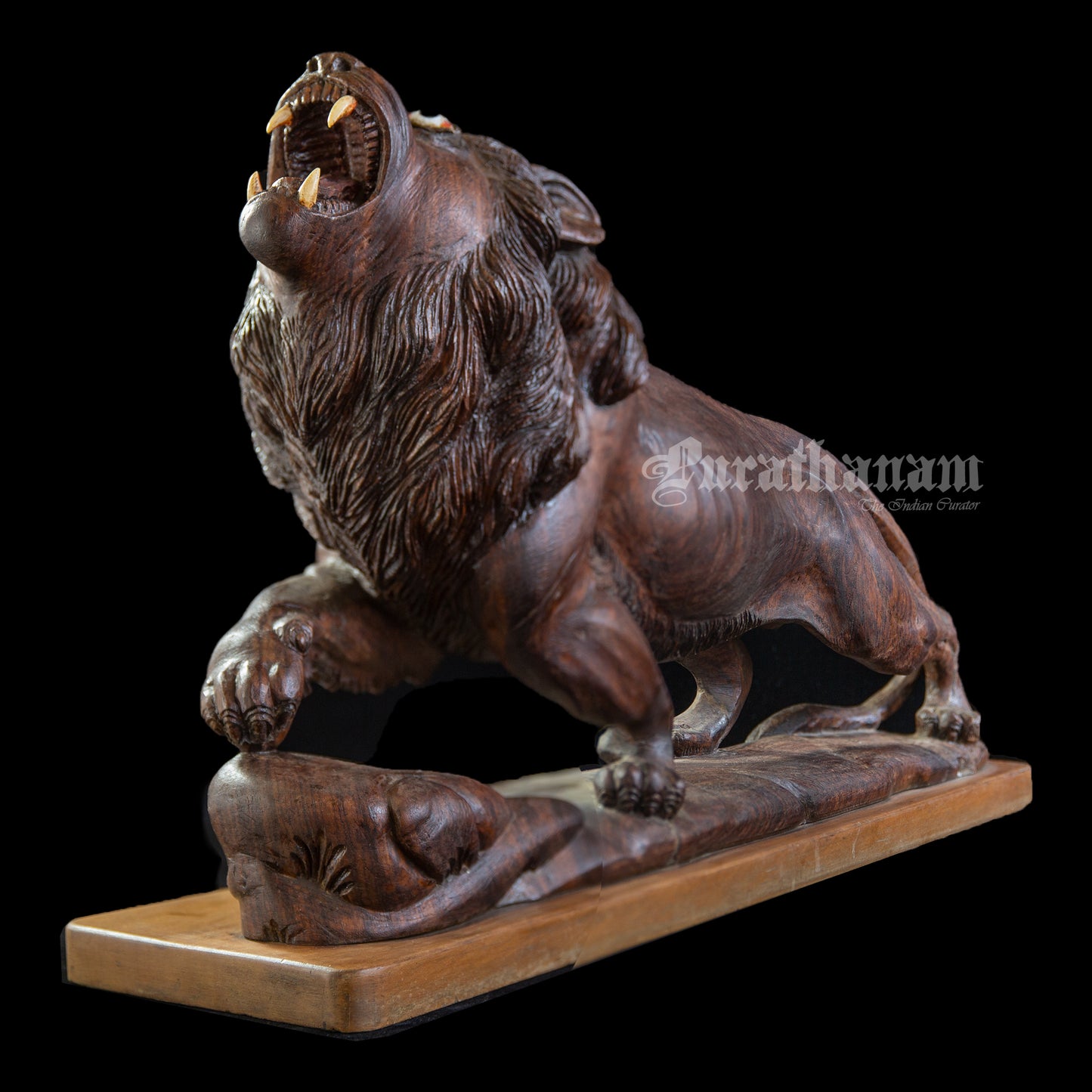 Lion Wooden Sculpture- Rose wood (made of single block)