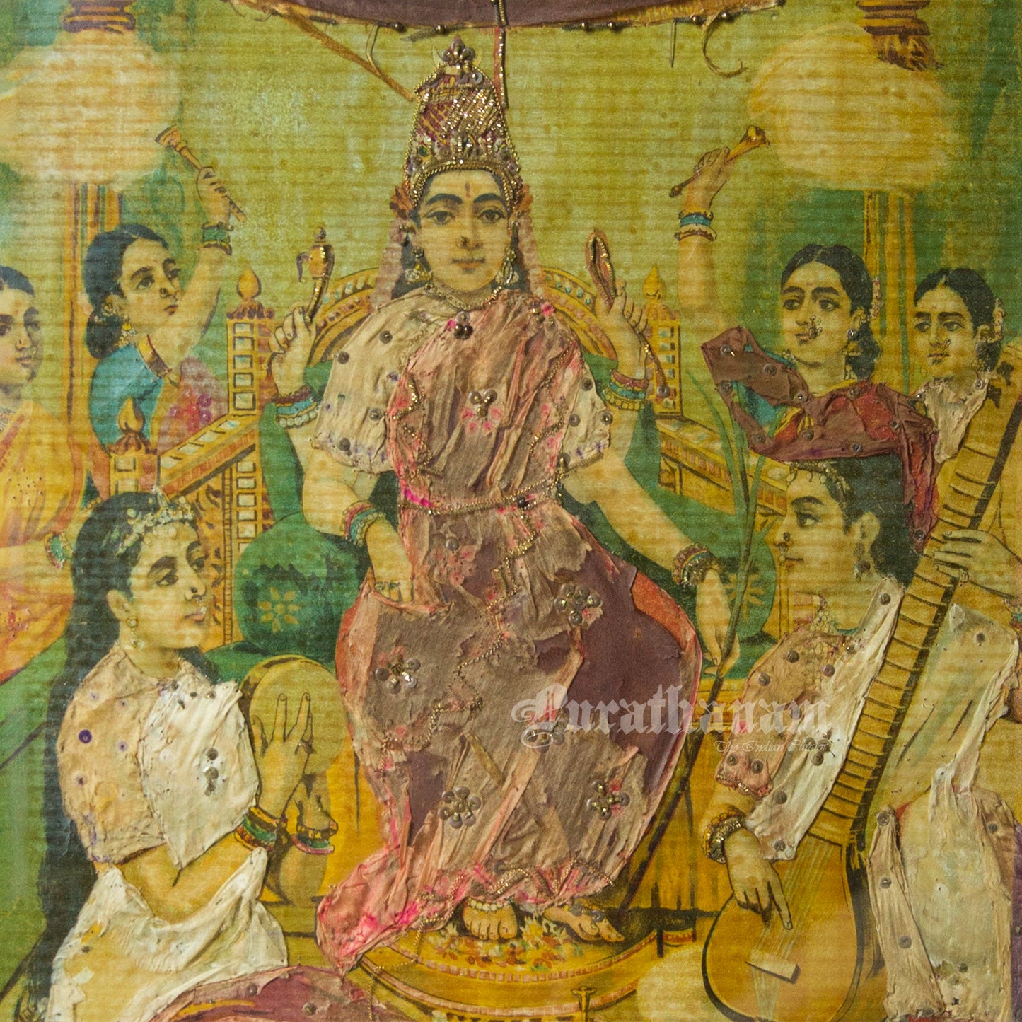 Ambika by Ravi Varma - Embellished (Oleograph Print)