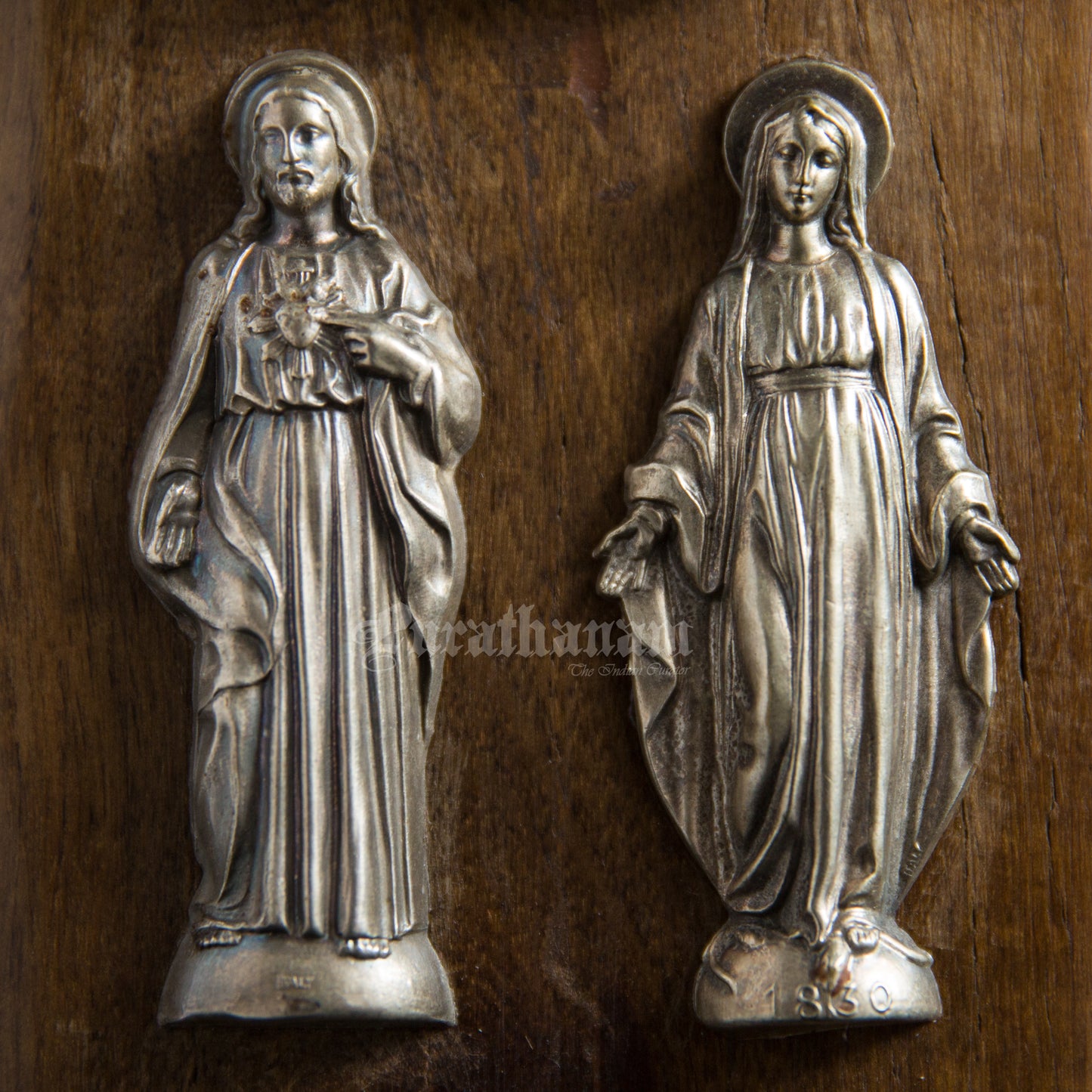 Saint Christopher Carrying the Christ Child, Mother Mary and Christ wall plaque