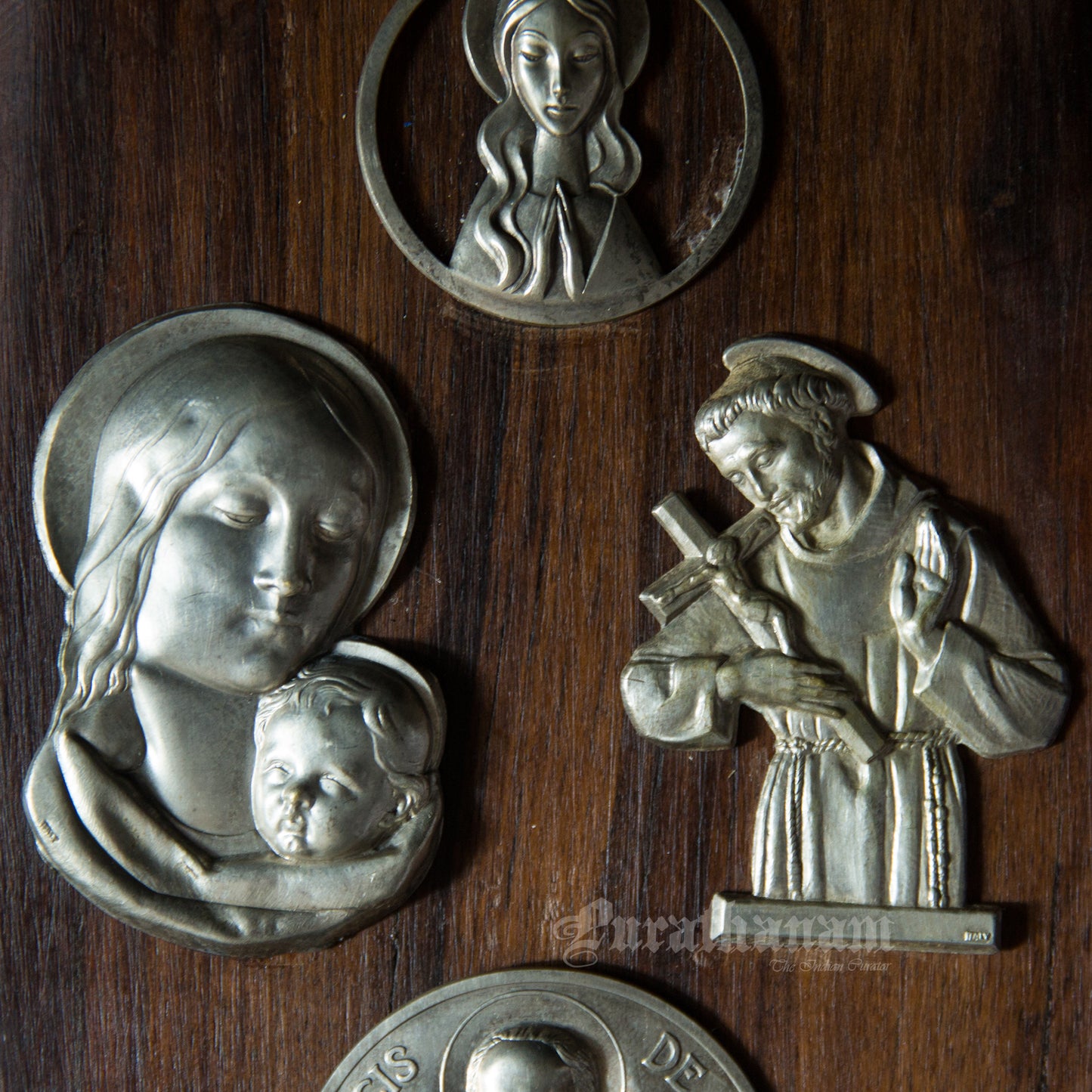 St. Francis de Sales, blessed Virgin Mary and Black Madona with Child wall plaque