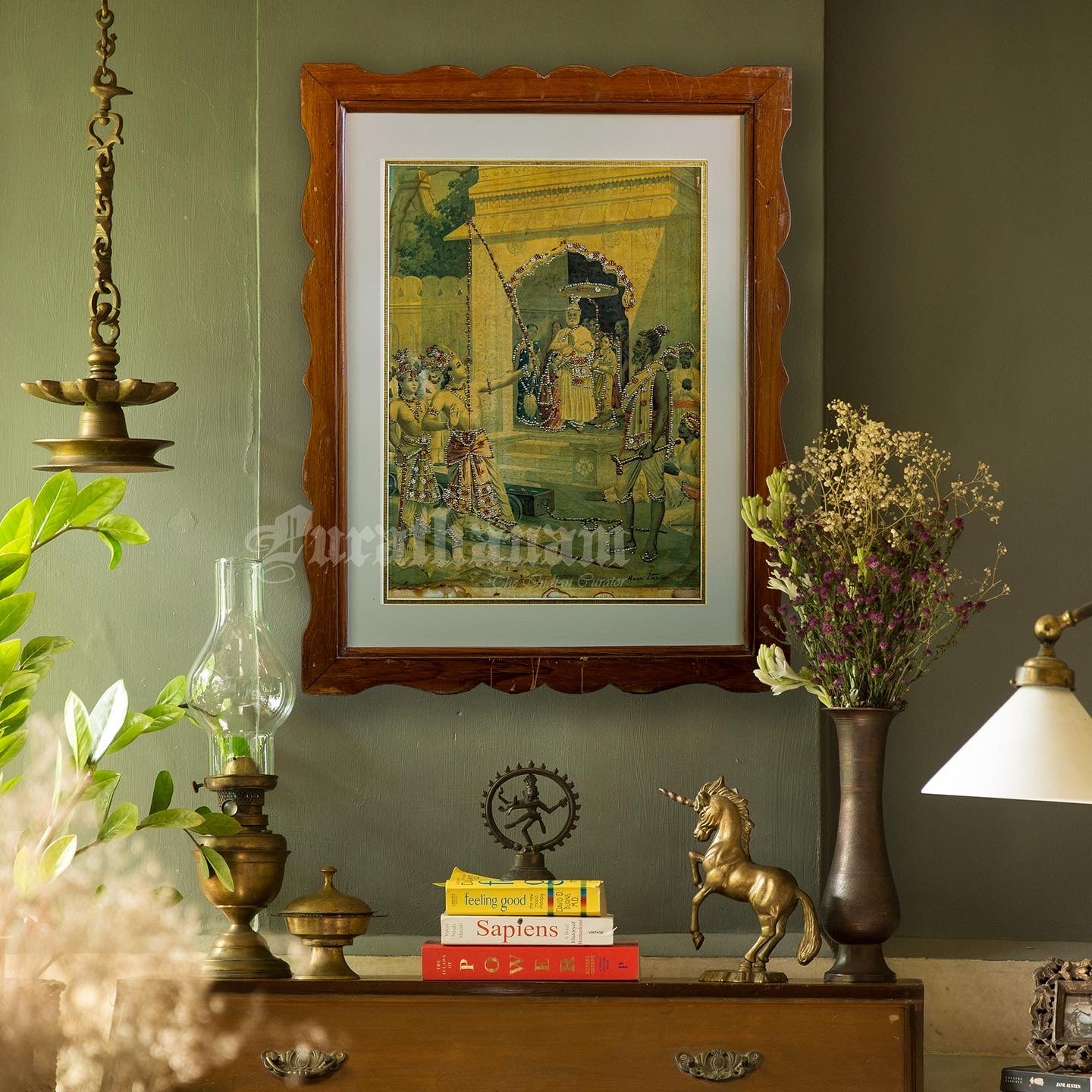 Sita Swayamvar by Ravi Varma - Embellished (Oleograph Print)