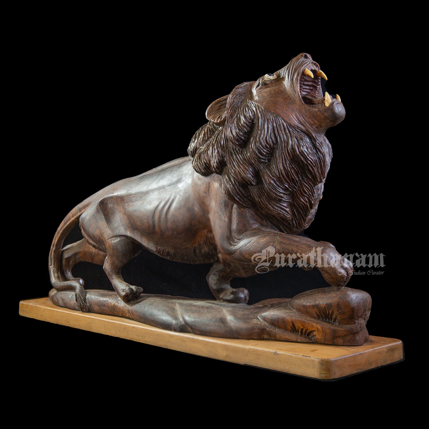 Lion Wooden Sculpture- Rose wood (made of single block)