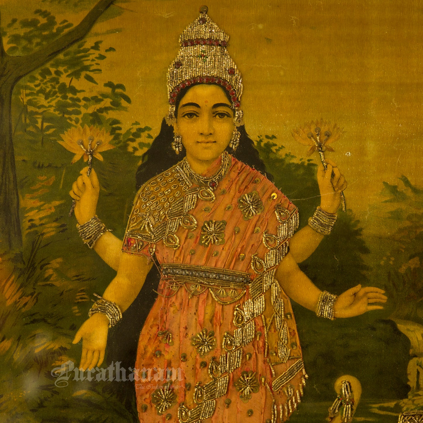 Lakshmi by Ravi Varma - Embellished