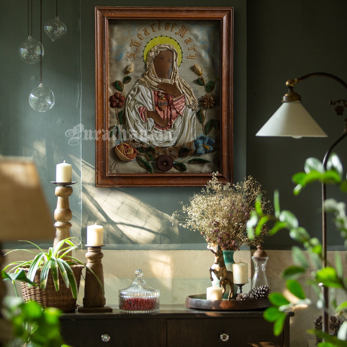 Mother Mary - Chromolithograph Print Embellished, London