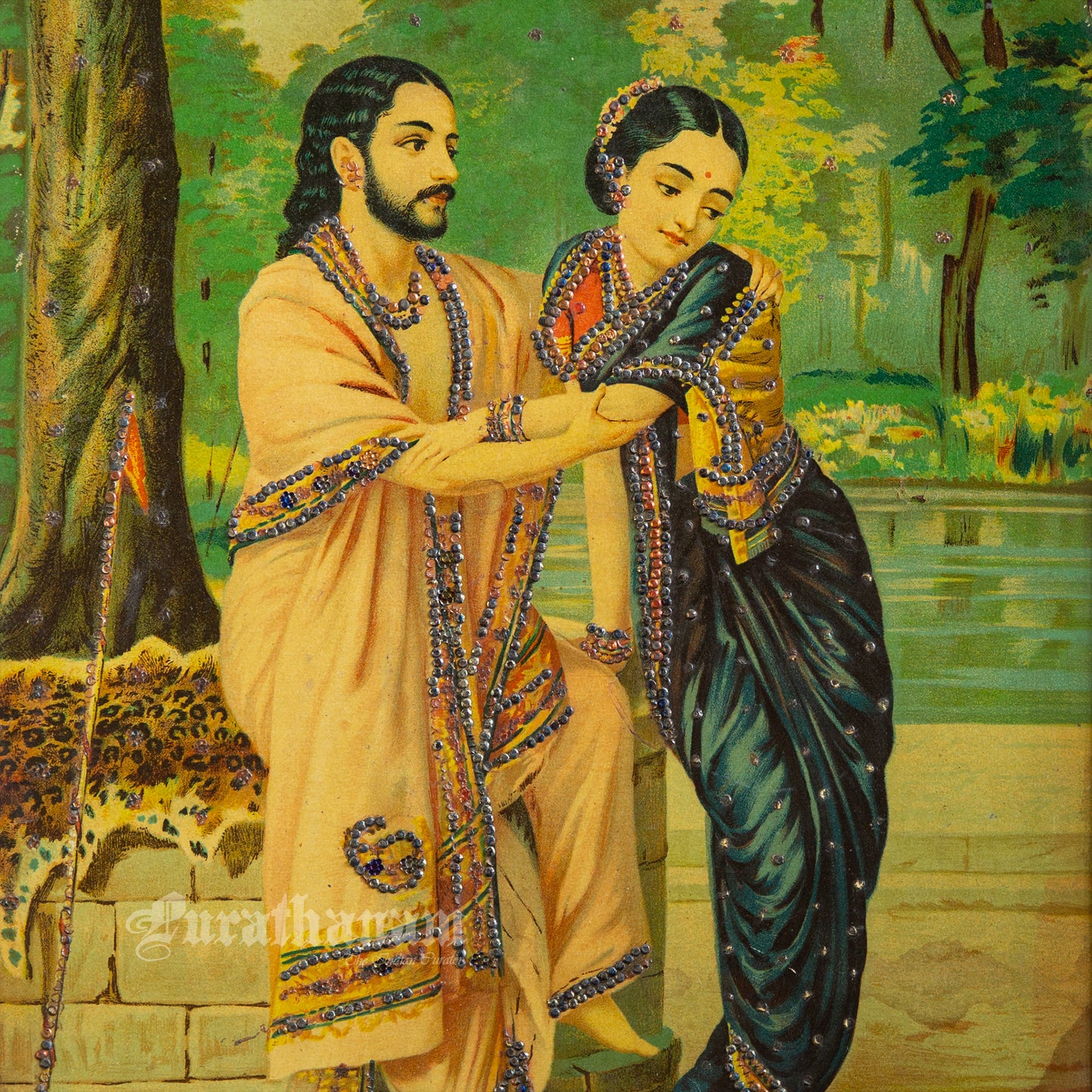 Arjun Subhadra by Ravi Varma - Oleograph Print