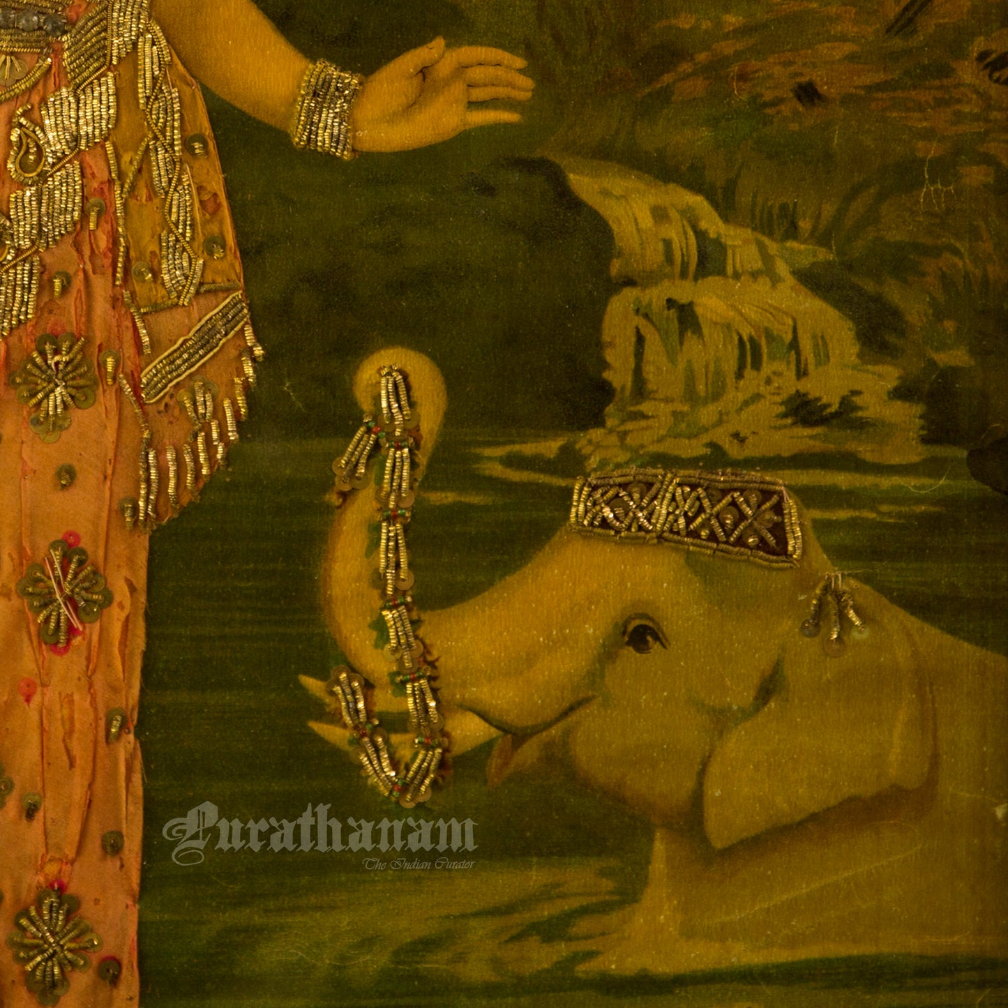 Lakshmi by Ravi Varma - Embellished
