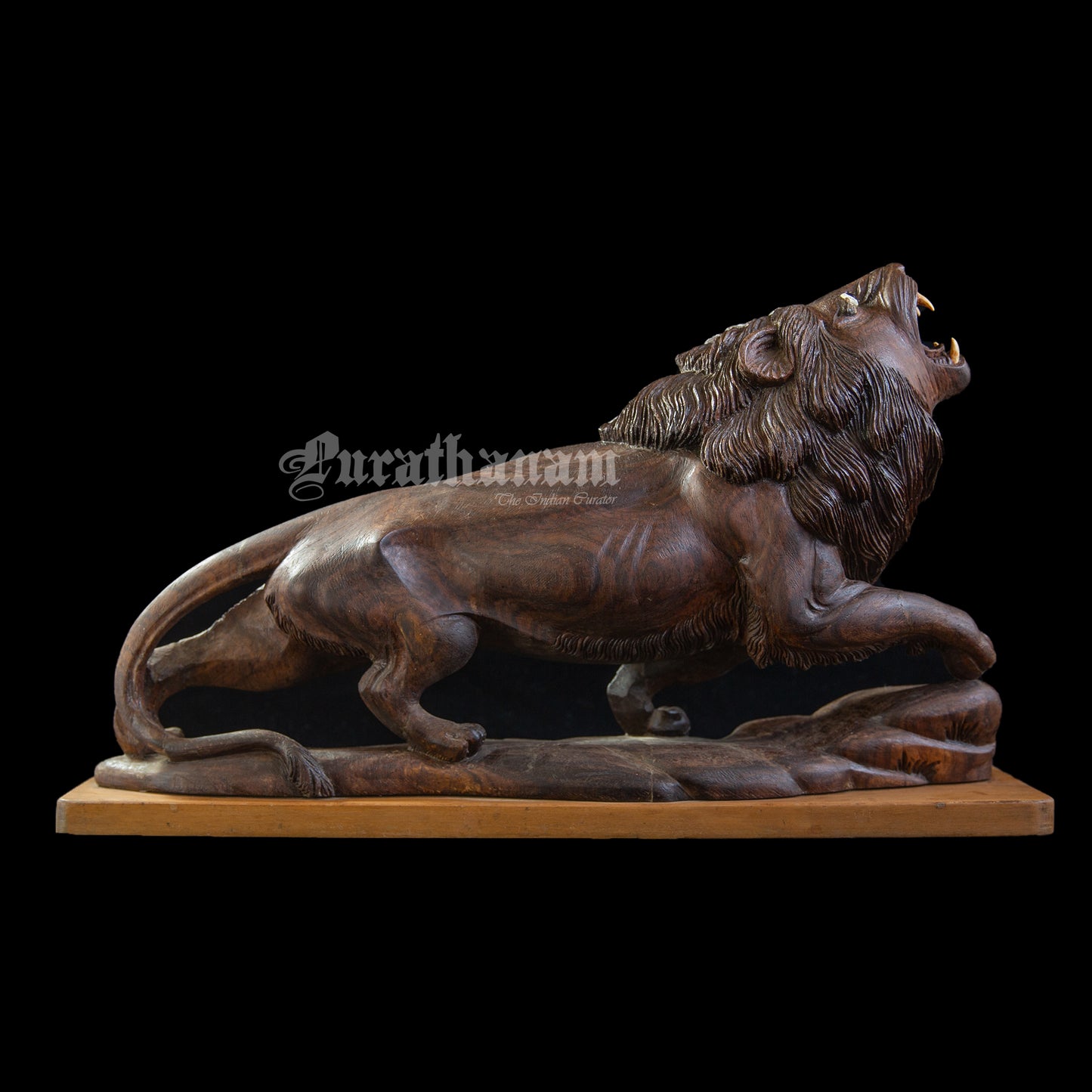 Lion Wooden Sculpture- Rose wood (made of single block)