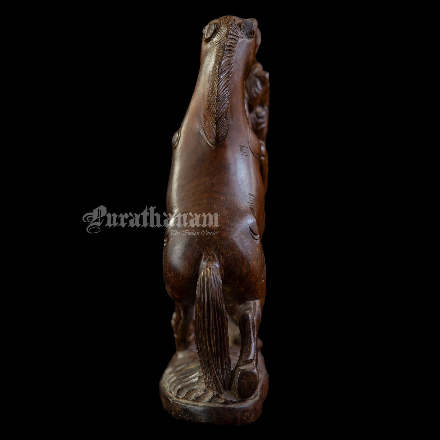 Horse Lion fight Wooden Sculpture- Rose wood (made of single block)
