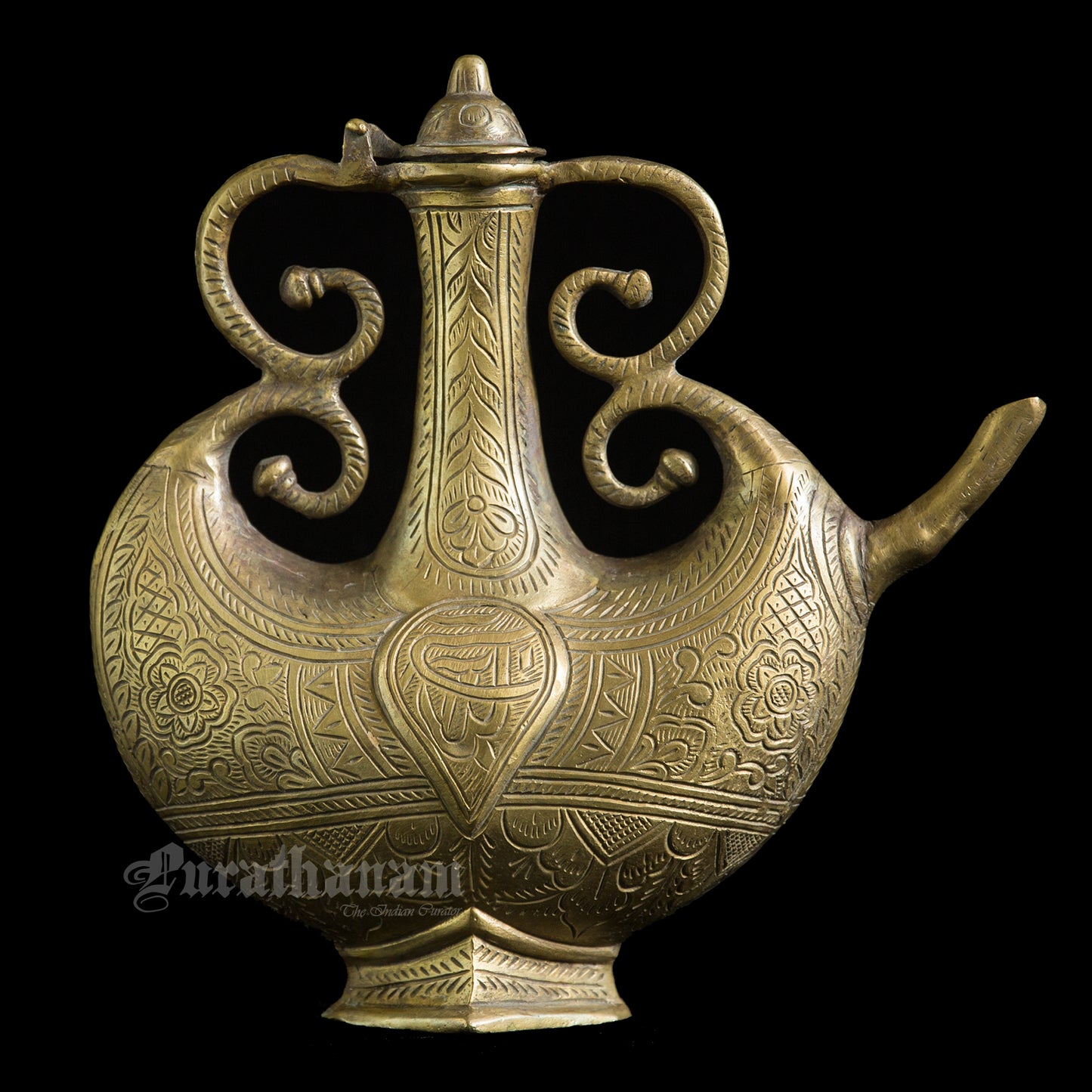 Mughal styled water Jug (Surahi) - Brass