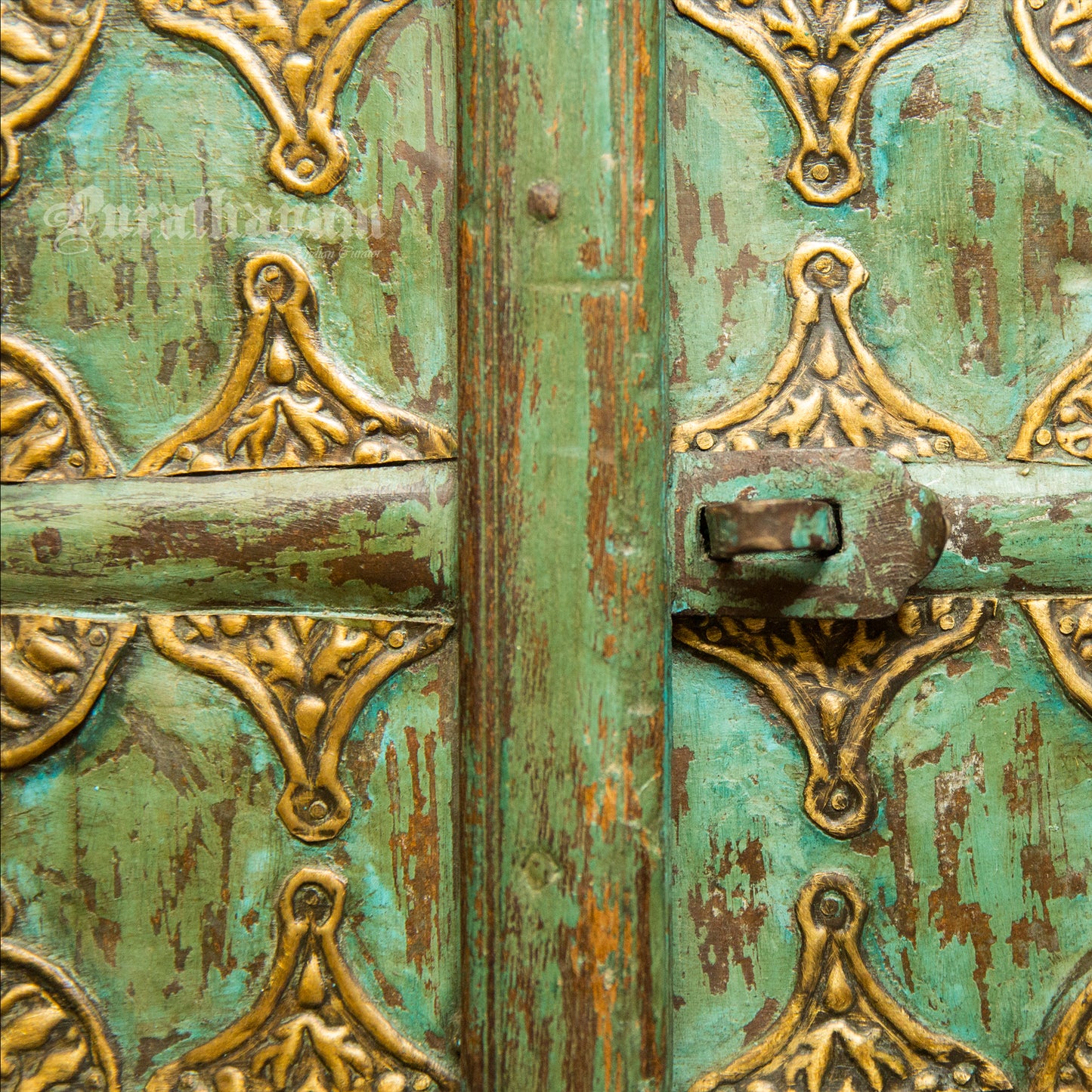 Turquoise Brass embellished Window