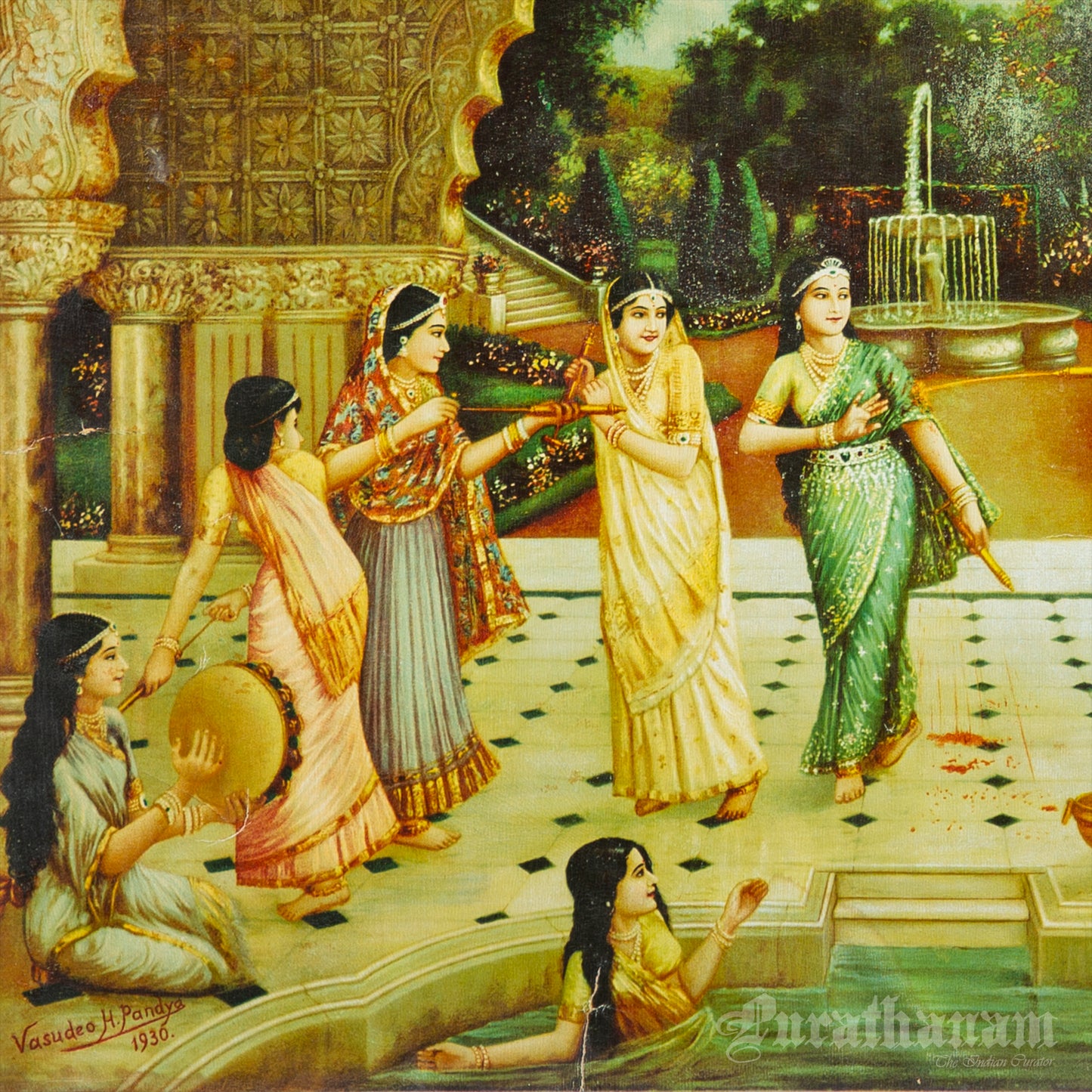 Rang Panchami - German Oleograph Print (Vasudeo H. Pandya)
