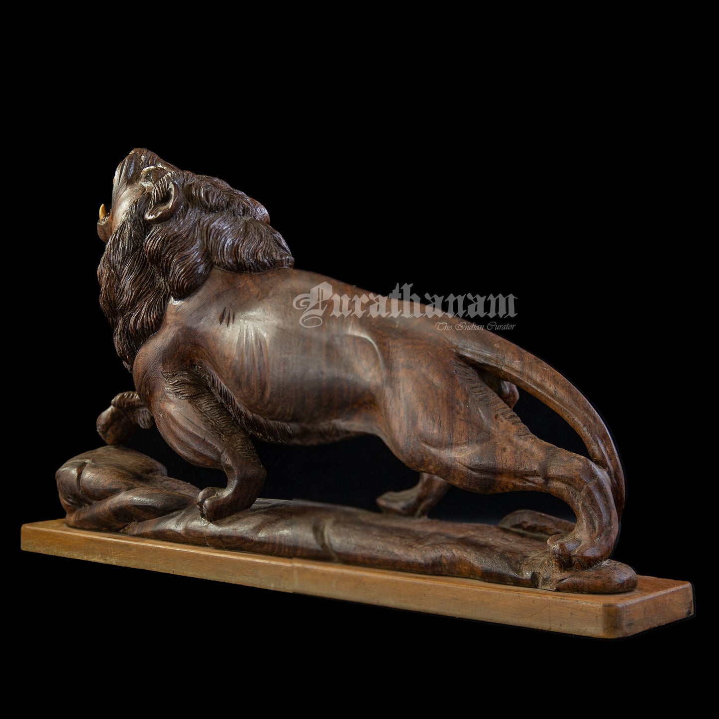 Lion Wooden Sculpture- Rose wood (made of single block)