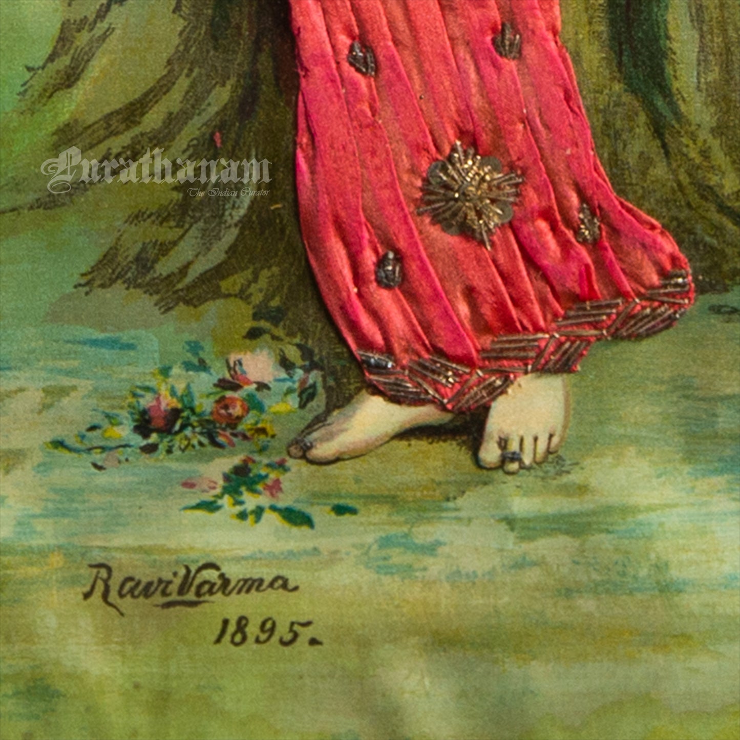 Madalasa Ritudhwaja by Ravi Varma - Embellished Lithograph Print