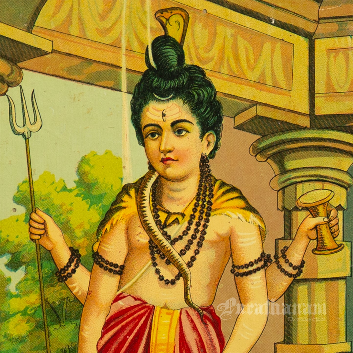 Shiva Upasana by Ravi Varma - Lithograph Print