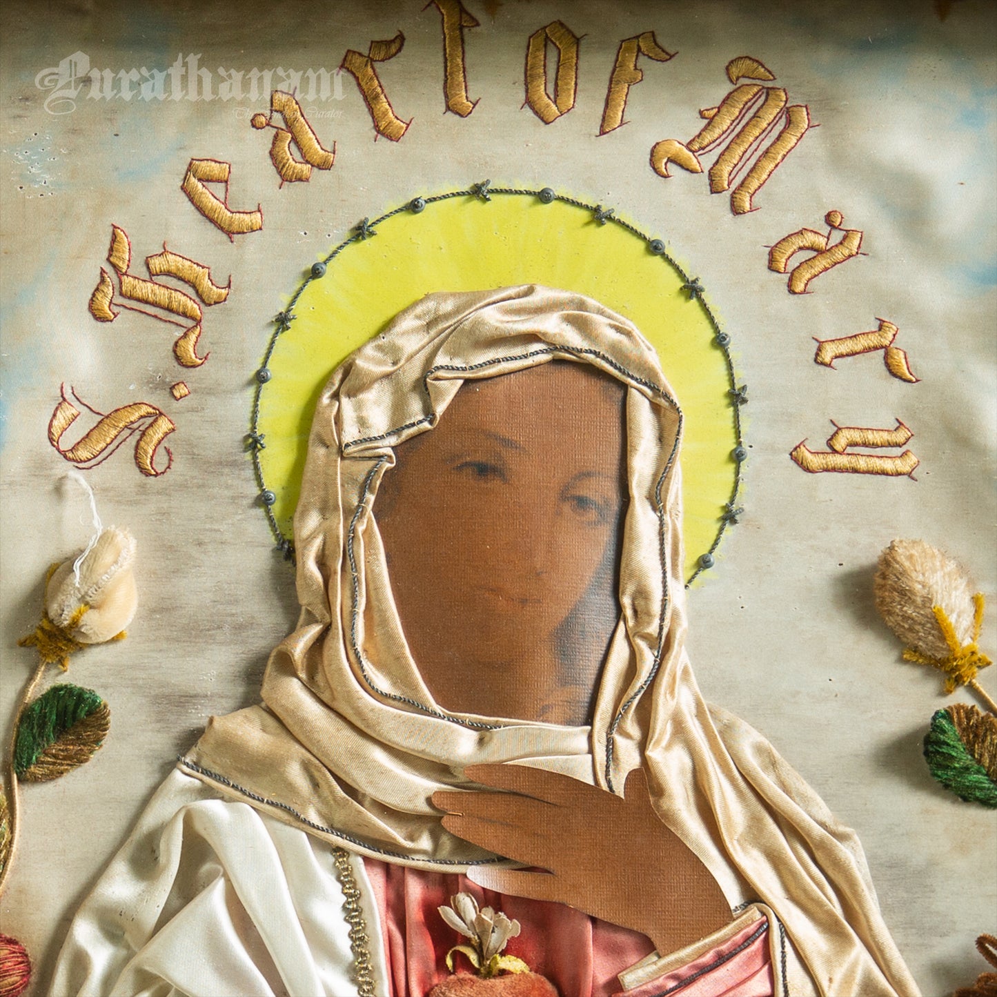 Mother Mary - Chromolithograph Print Embellished, London