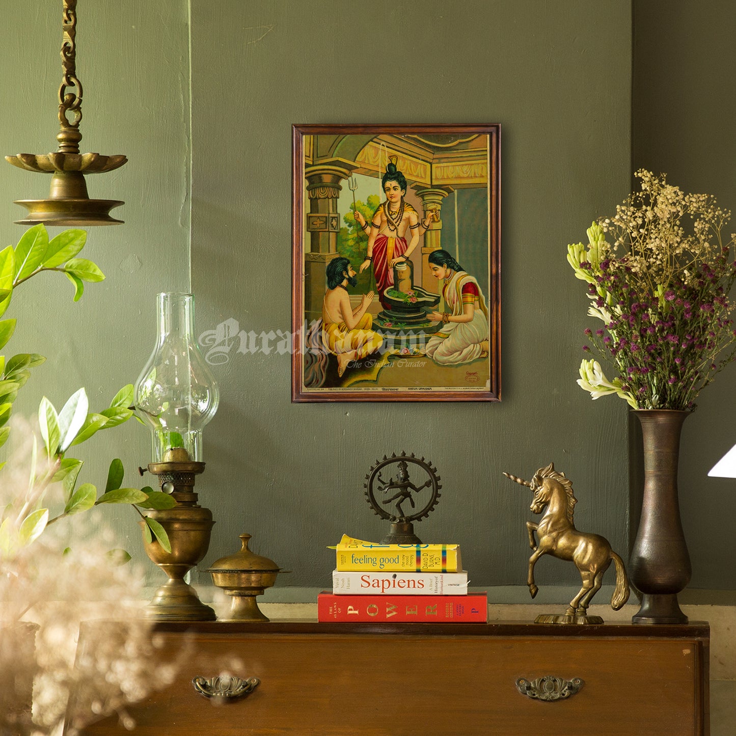Shiva Upasana by Ravi Varma - Lithograph Print