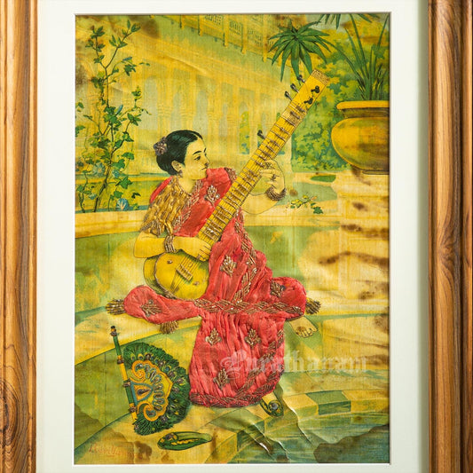 Kadambari by Ravi Varma - Embellished Lithograph Print