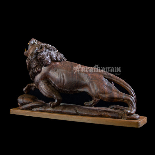 Lion Wooden Sculpture- Rose wood (made of single block)