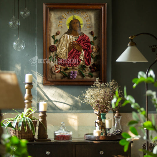 Jesus - Chromolithograph Print Embellished, London