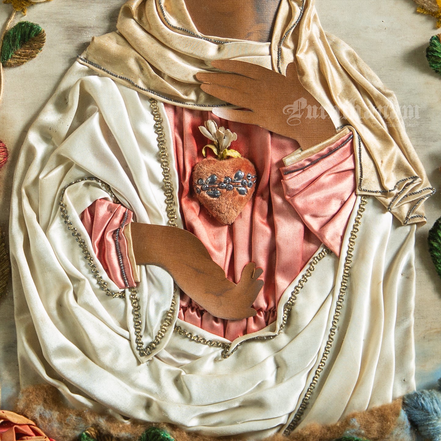 Mother Mary - Chromolithograph Print Embellished, London
