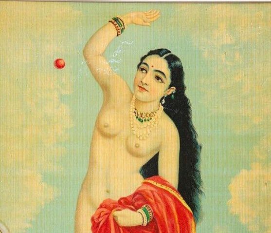 An Oleograph print of Tilottama by Ravi Varma 