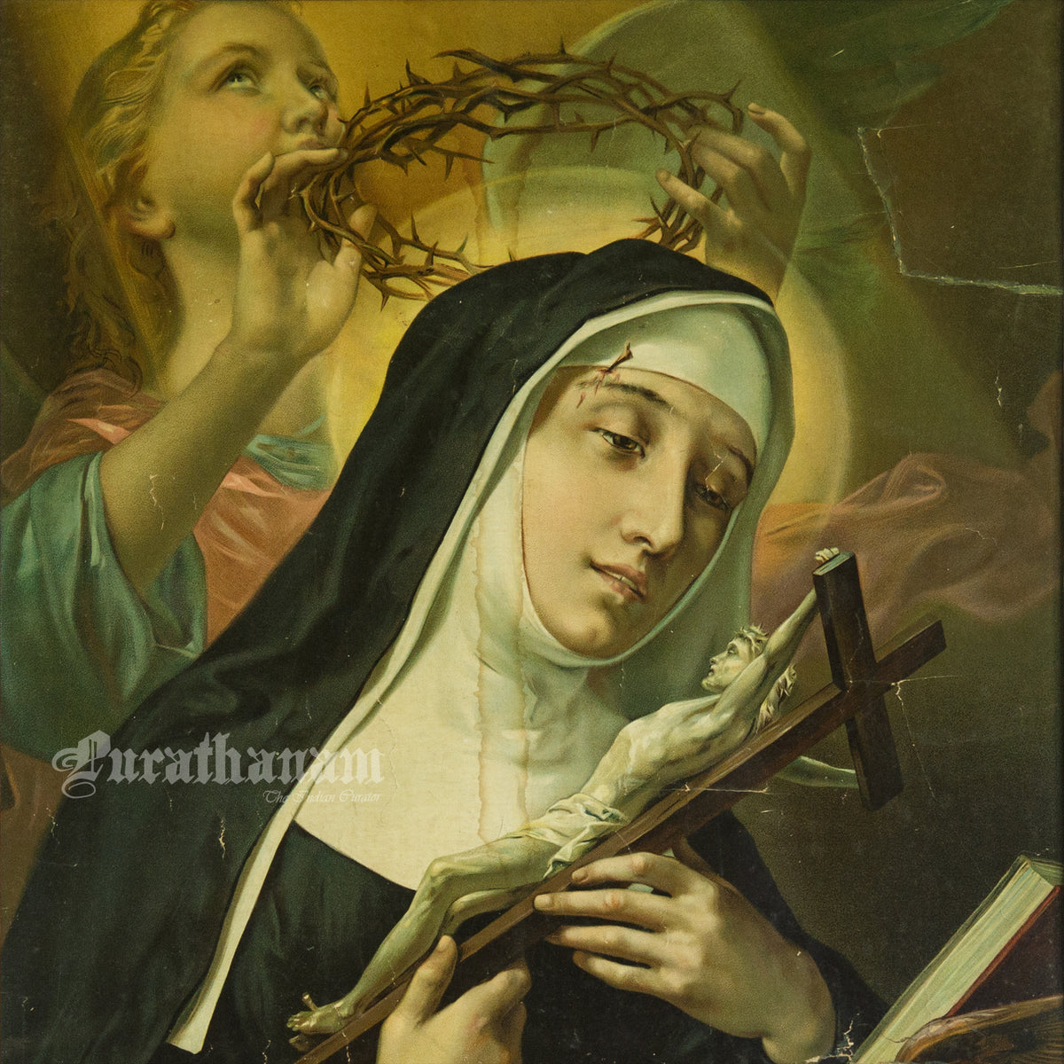Saint Rita of Cascia - The Mystical Crowning with Thorns (Chromolithograph Print)