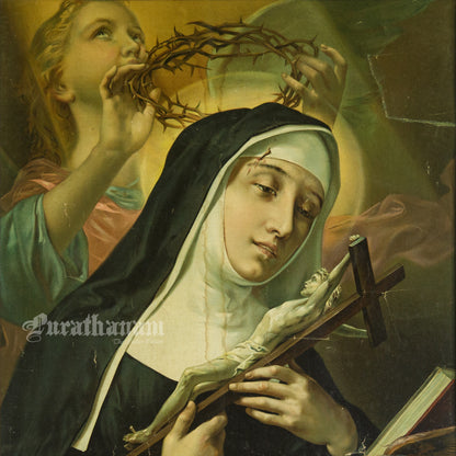 Saint Rita of Cascia - The Mystical Crowning with Thorns (Chromolithograph Print)