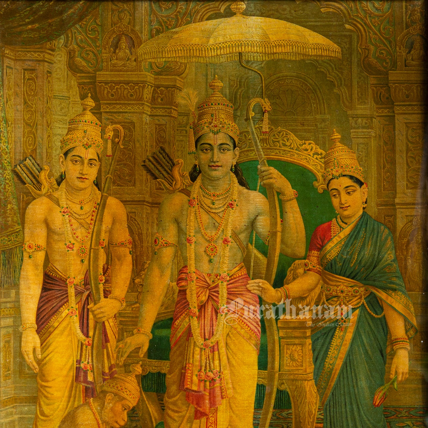 Kothanda Ram (Ram Darbar) by G. V. Venkatesh Rao (Oleograph Print from Ravi Varma Press)