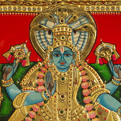 Vishnu Sridevi Bhudevi - Tanjore Painting