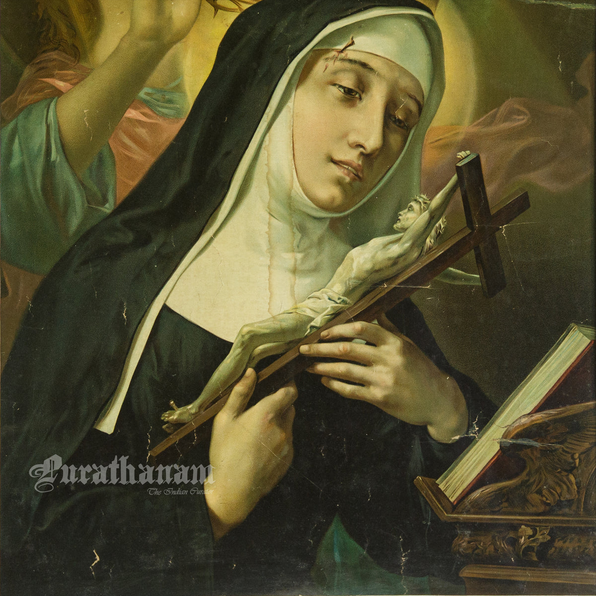 Saint Rita of Cascia - The Mystical Crowning with Thorns (Chromolithograph Print)