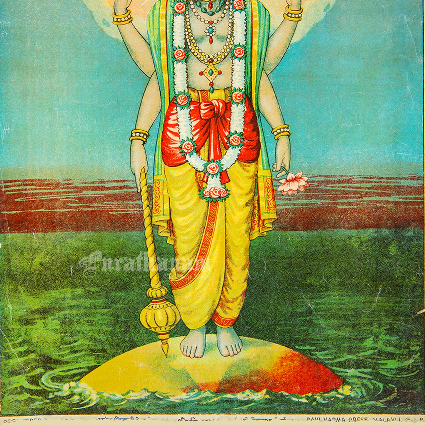 Sri Vishnu (Chromolithograph Print)