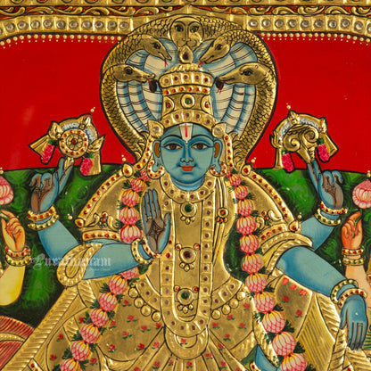 Vishnu Sridevi Bhudevi - Tanjore Painting
