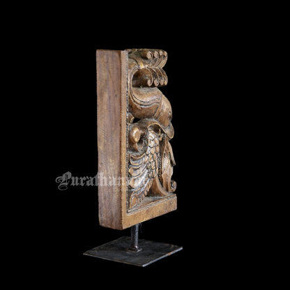 Annapakshi and Makara Antique Teak Wood Temple Corbel