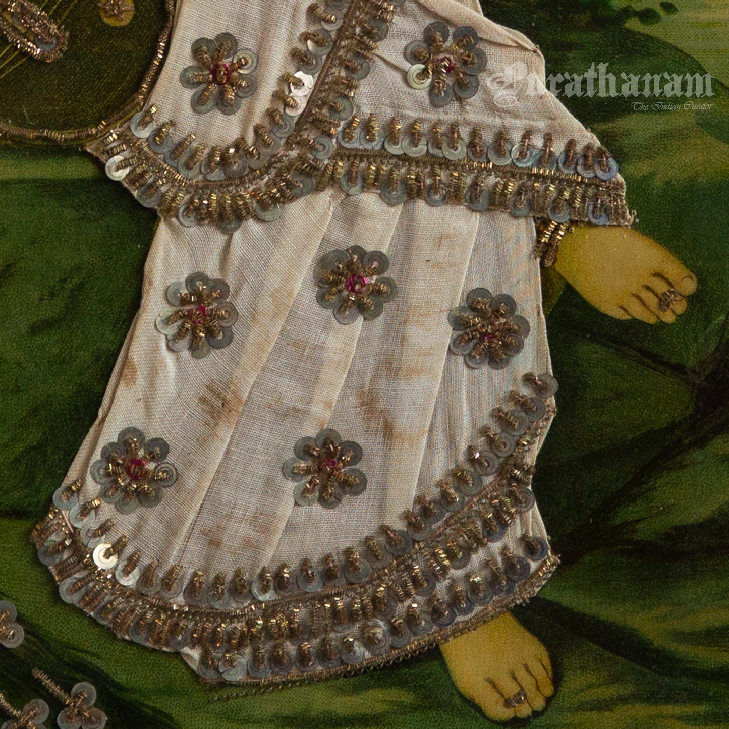 Saraswati by Ravi Varma - Oleograph Print  - Embellished