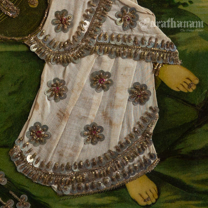 Saraswati by Ravi Varma - Oleograph Print  - Embellished