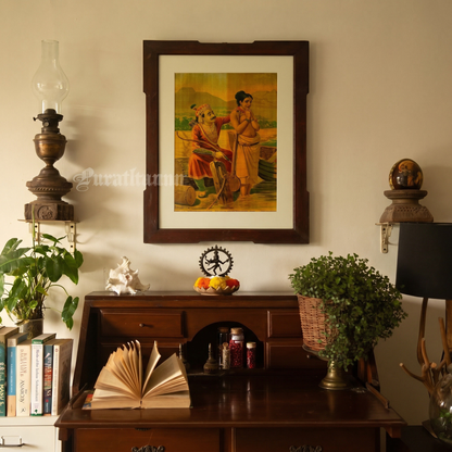 King Shantanu and Matsyagandha by Ravi Varma - Oleograph Print