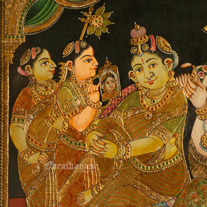 Radha Krishnan with Gopikas - Tanjore Painting
