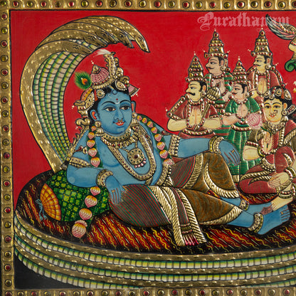 Shesh Shayi Krishna - Tanjore Painting