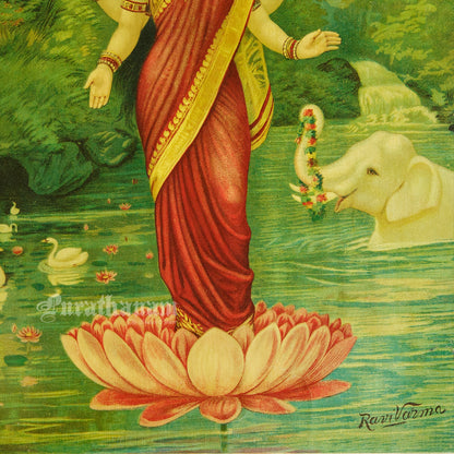 Lakshmi by Ravi Varma - Oleograph Print