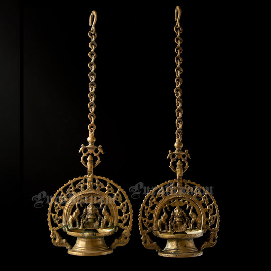 Gajalakshmi Hanging lamp set - Brass