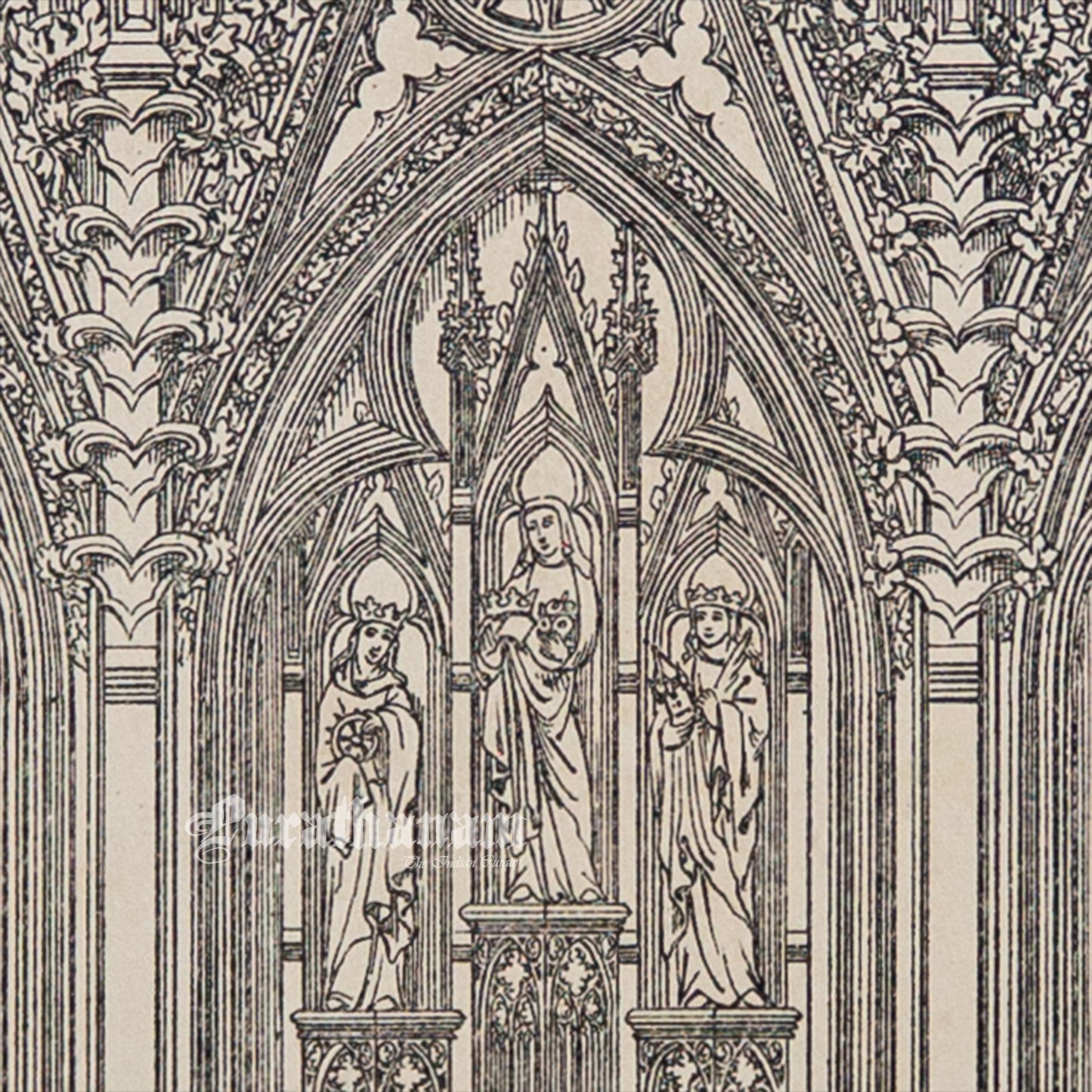 Medieval Architecture & Art-Marbourg - Plate 8 (Perspective elevation of high alter) -Steel Engraving