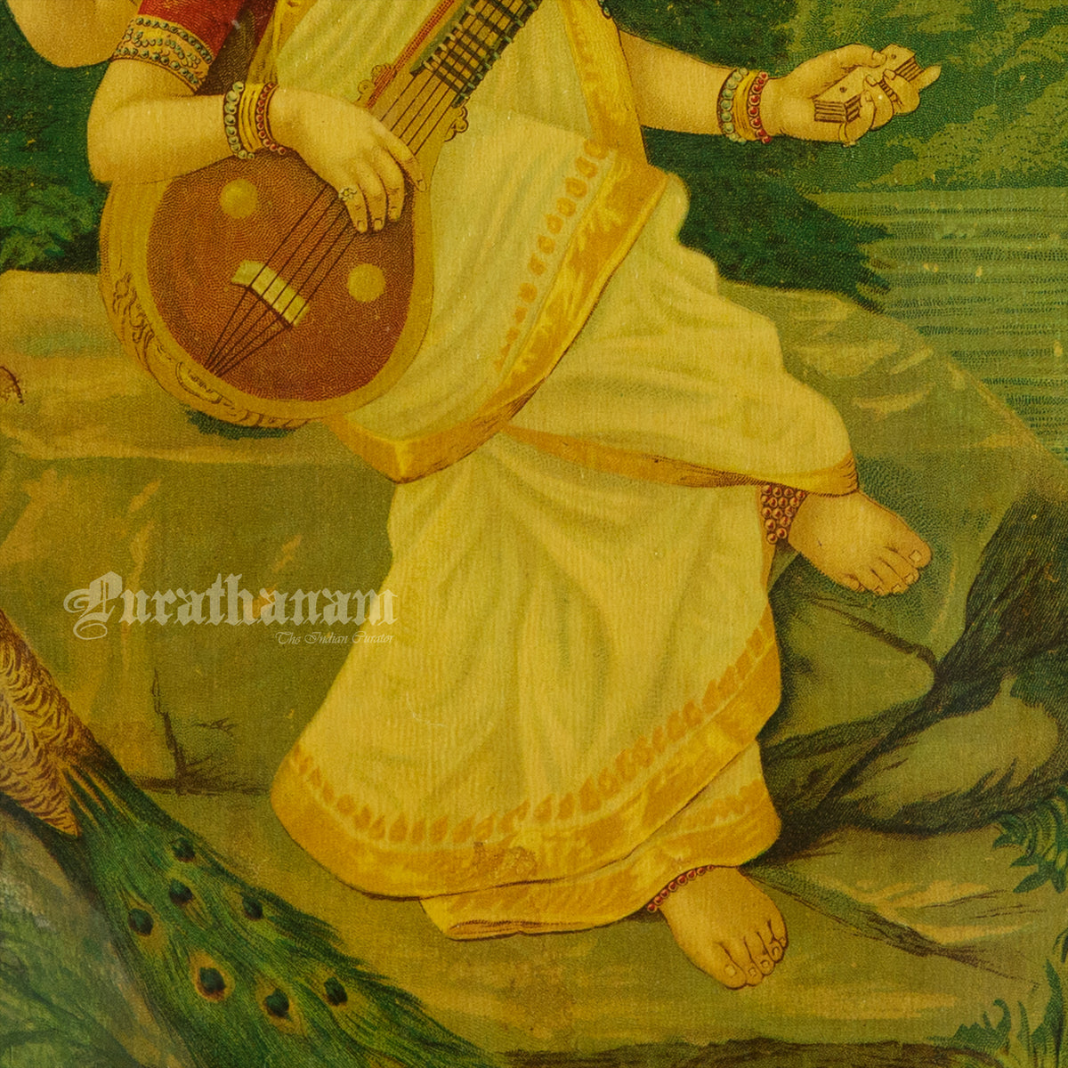 Saraswati by Ravi Varma - Oleograph Print