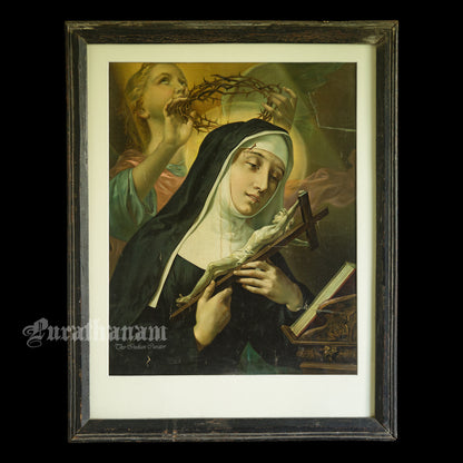 Saint Rita of Cascia - The Mystical Crowning with Thorns (Chromolithograph Print)