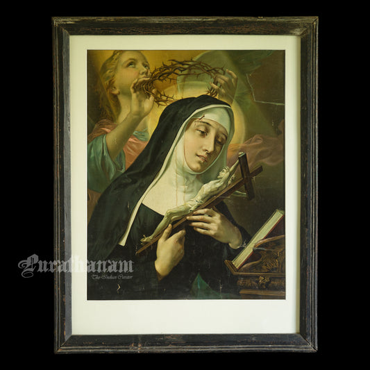 Saint Rita of Cascia - The Mystical Crowning with Thorns (Chromolithograph Print)
