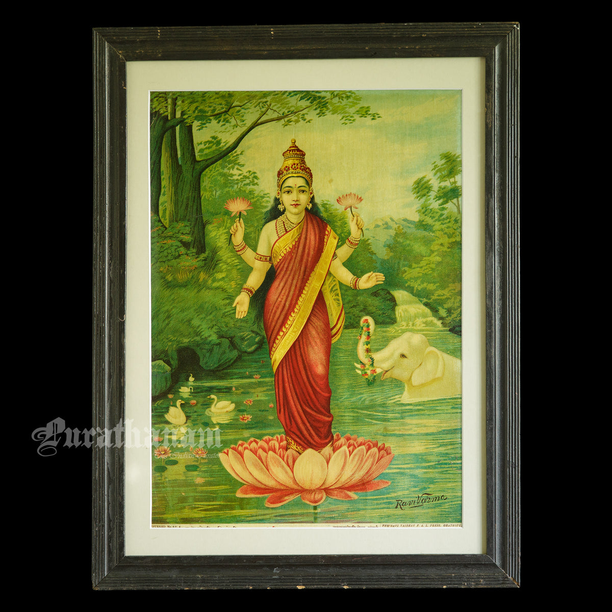 Lakshmi by Ravi Varma - Oleograph Print