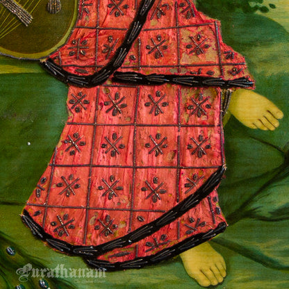 Saraswati - Oleograph Print (Ravi Varma) - Enbellished